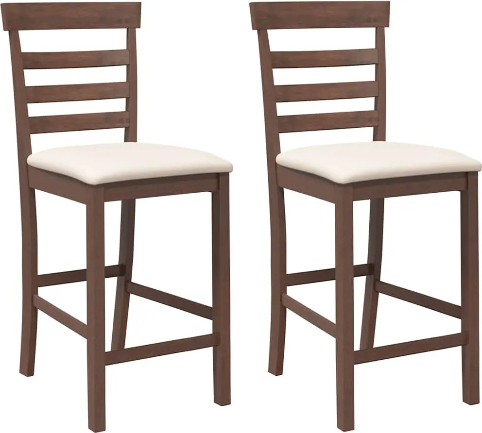 vidaXL Scaune de bar cu perne 2 buc din cauciuc din lemn masiv maro