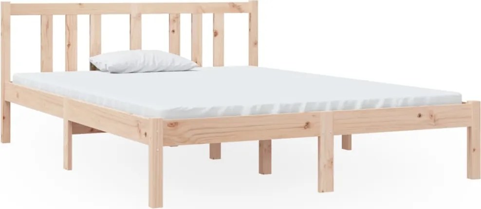 vidaXL Cadru de pat dublu, 135x190 cm, lemn masiv