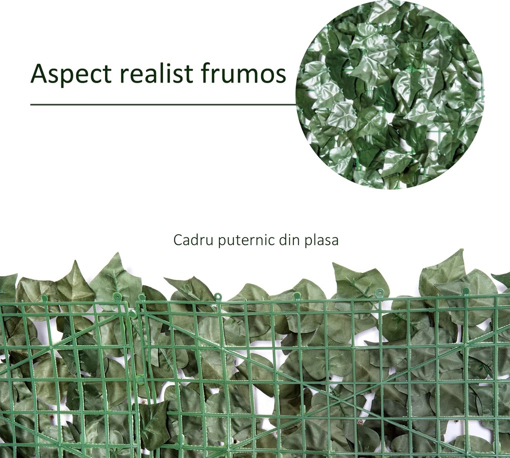 Outsunny Gard Artificial în Rolă pentru Balcon și Grădină din PE anti-UV, Gard Viu Fals cu Frunze, 300x150 cm, Verde | Aosom Romania