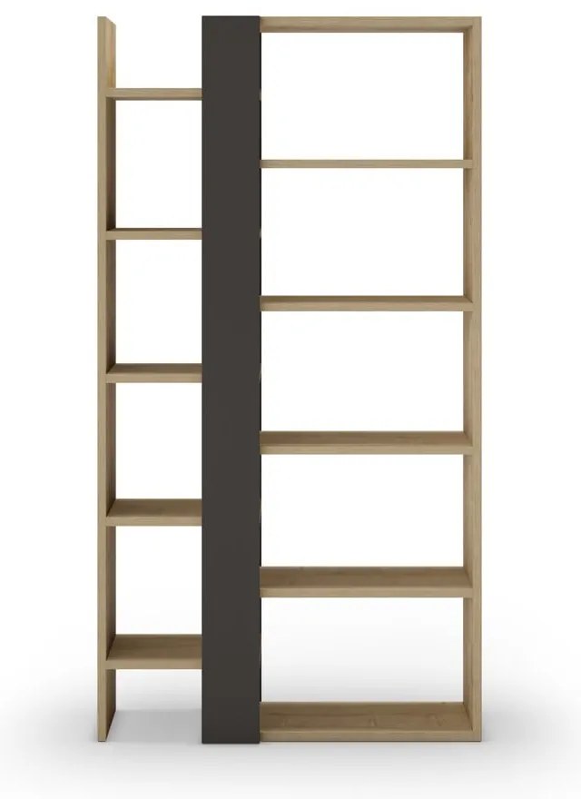 Bibliotecă neagră/în culoare naturală cu aspect de lemn de stejar 80x152 cm Axel – Marckeric