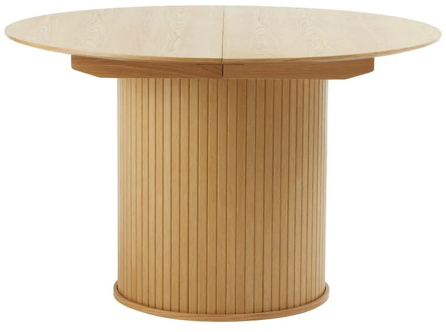 Masă de dining rotundă extensibilă cu aspect de lemn de stejar ø 120 cm Nola – Unique Furniture
