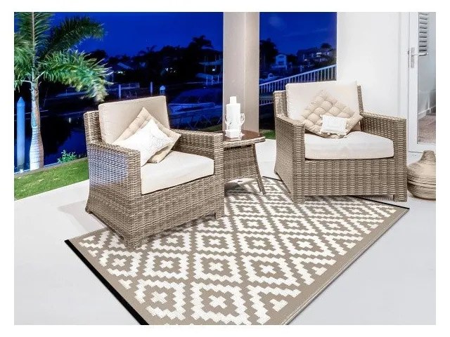 Covor reversibil potrivit și pentru exterior Green Decore Nirvana, 120 x 180 cm, alb - bej