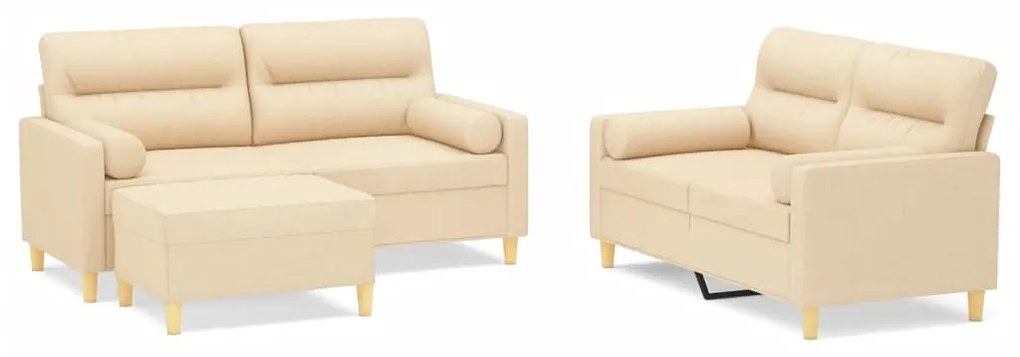 3153771 vidaXL Set canapea perne/perne decorative, 3 piese, crem, textil