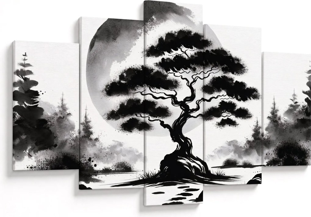 Tablou – Bonsai alb-negru (150x105 cm)