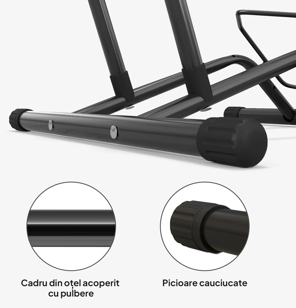 SPORTNOW Cavalet pentru Biciclete pentru Anvelope, Suport de Bicicletă de Podea din Oțel, 59x41x38 cm, Negru | Aosom Romania
