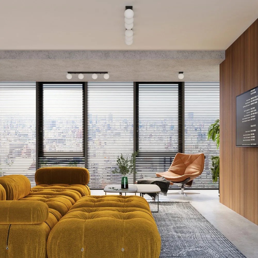 Plafonieră neagră cu abajur din sticlă ø 12 cm Umerta – Sollux