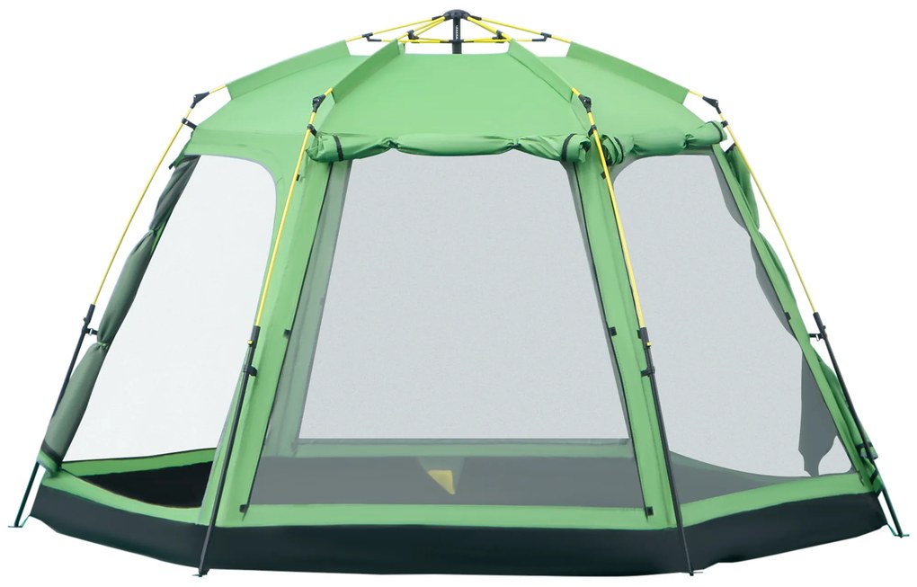 Outsunny Cort de Camping pentru 6 Persoane Cort de Familie Cort de Cupolă Piele ecologică 2000mm instalare ușoară pentru tabere trekking festival oțel fibre de sticlă verde 320 x 320 x 180 cm | Aosom Romania