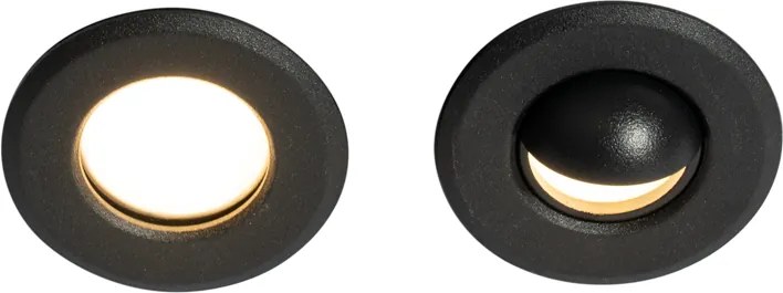 Set de 5 spoturi încastrate moderne negre, inclusiv LED IP67 - Linsey