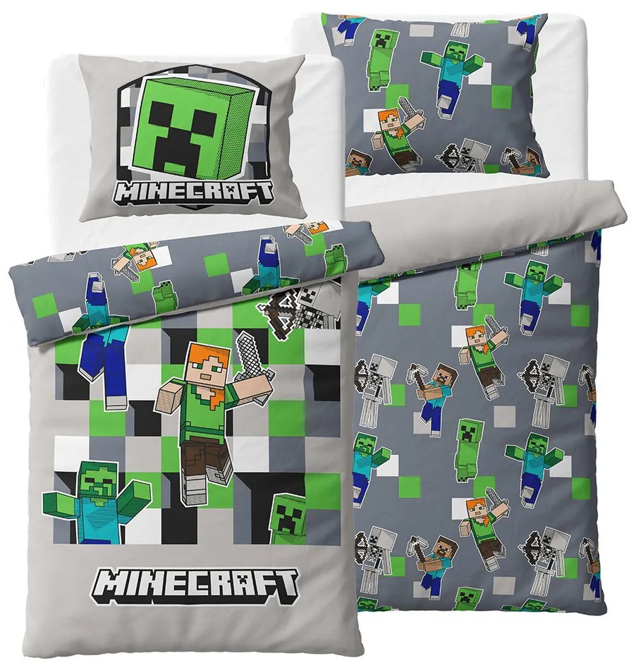 Lenjerie de pat pentru copii MinecraftDescoperă-ți lumea, 140 x 200 cm, 70 x 90 cm