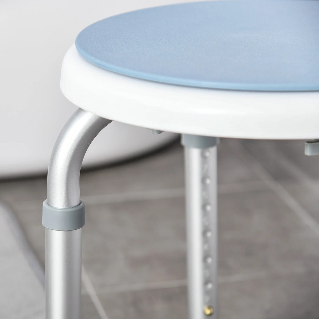 HOMCOM Taburet de duș scaun de duș antiderapant taburet de baie înălțime reglabil pivotant la 360° din aluminiu | Aosom Romania