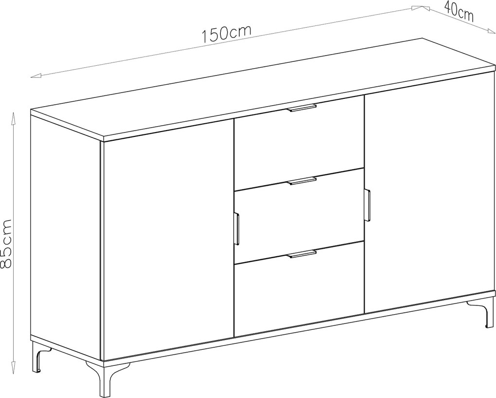 Mazzoni Comodă LANA K-150S Nuc Elegant - DULAP VERTICAL CU 2 UȘI CU SERTARE