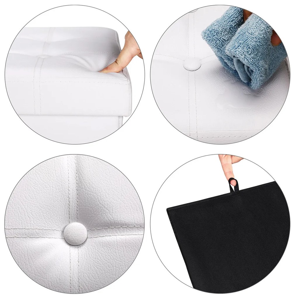 Taburet cu spatiu depozitare 40 L Pliabil Alb 38 x 38 x 38 cm