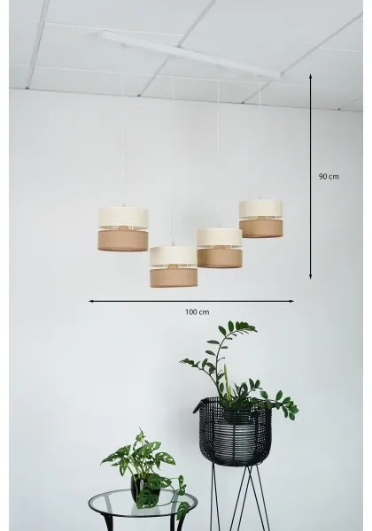 Brilagi - Candelabru pe cablu ROYAL YUTE 4xE27/15W/230V bej/crem/alb