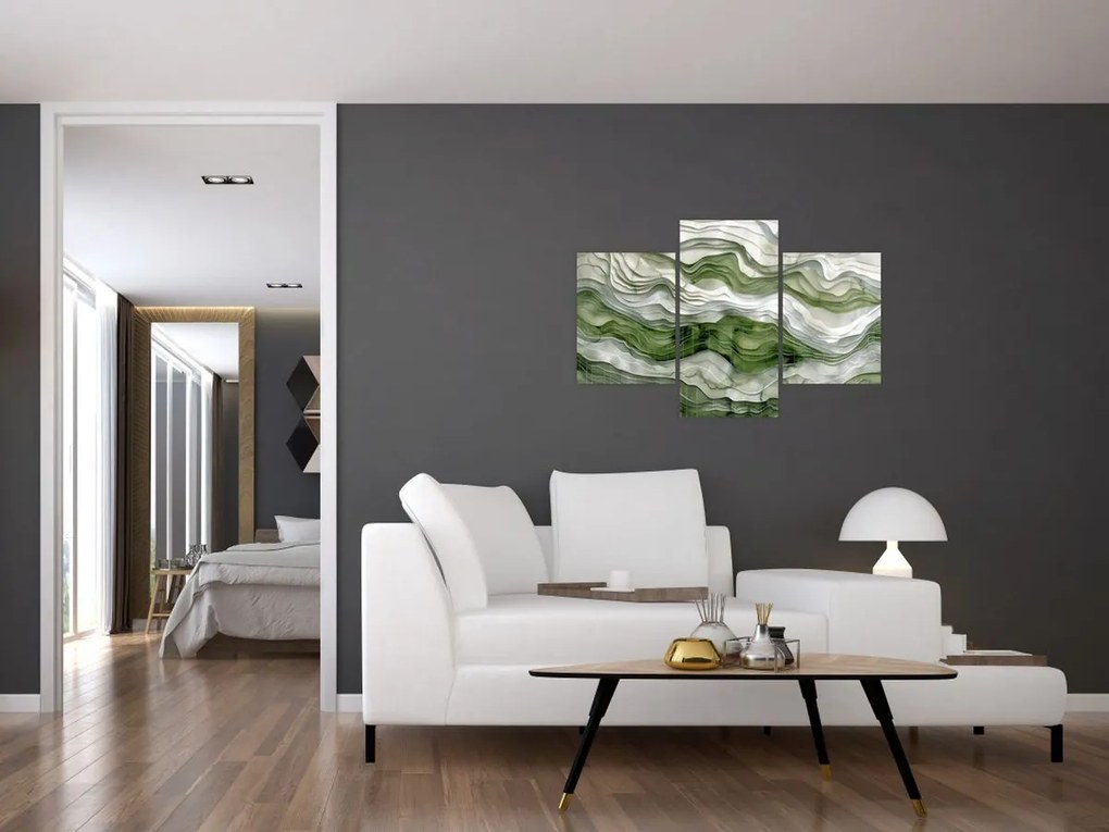 Tablou - Undele verzi și albe (90x60 cm)