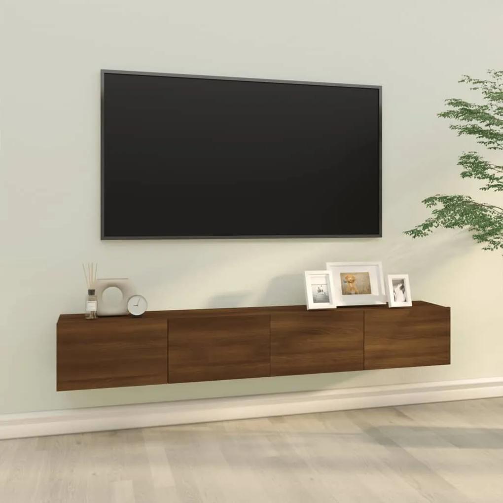 820468 vidaXL Comode TV, 2 buc., stejar maro, 100x30x30 cm, lemn prelucrat