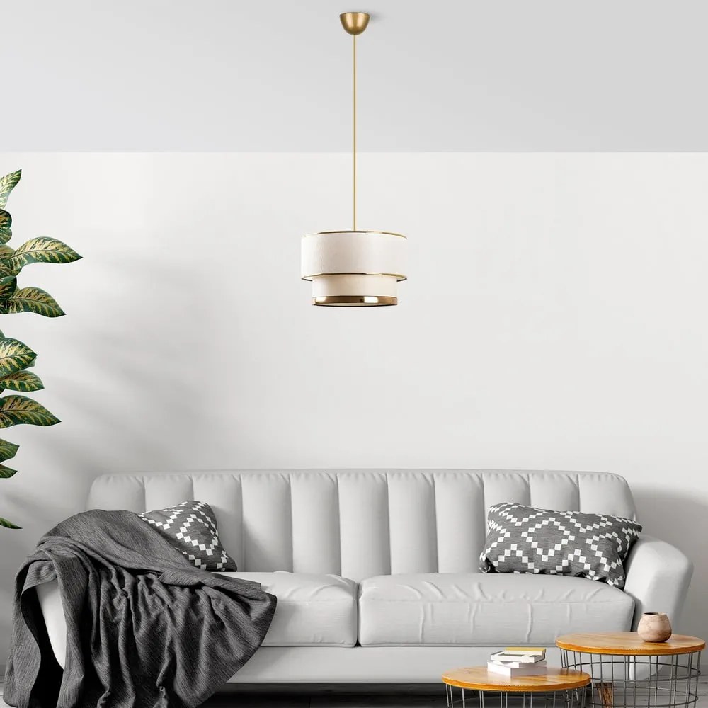 Lustră crem/aurie cu abajur textil ø 30 cm Cake – Opviq lights