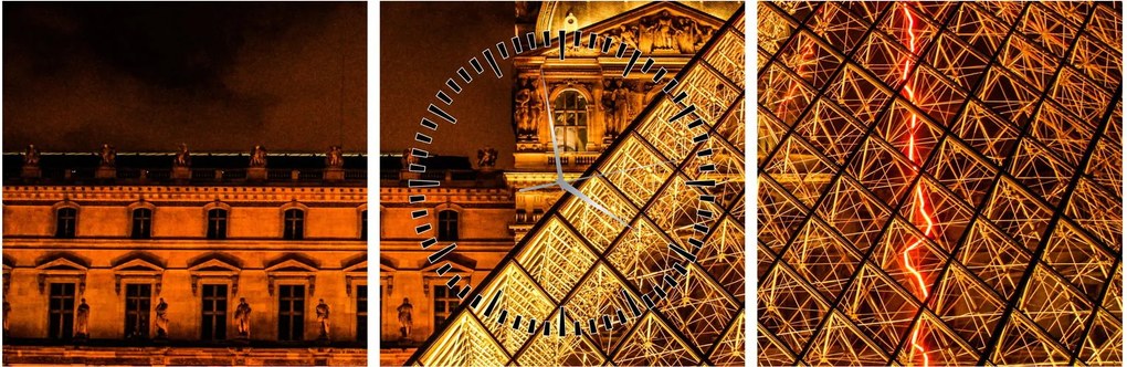 Tablou cu Louvre la Pris (cu ceas) (90x30 cm)