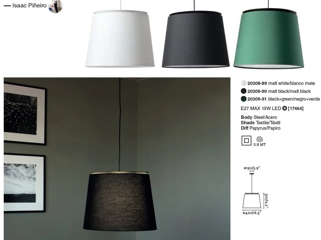 Lustra / Pendul modern design elegant 42cm SAVOY negru/verde