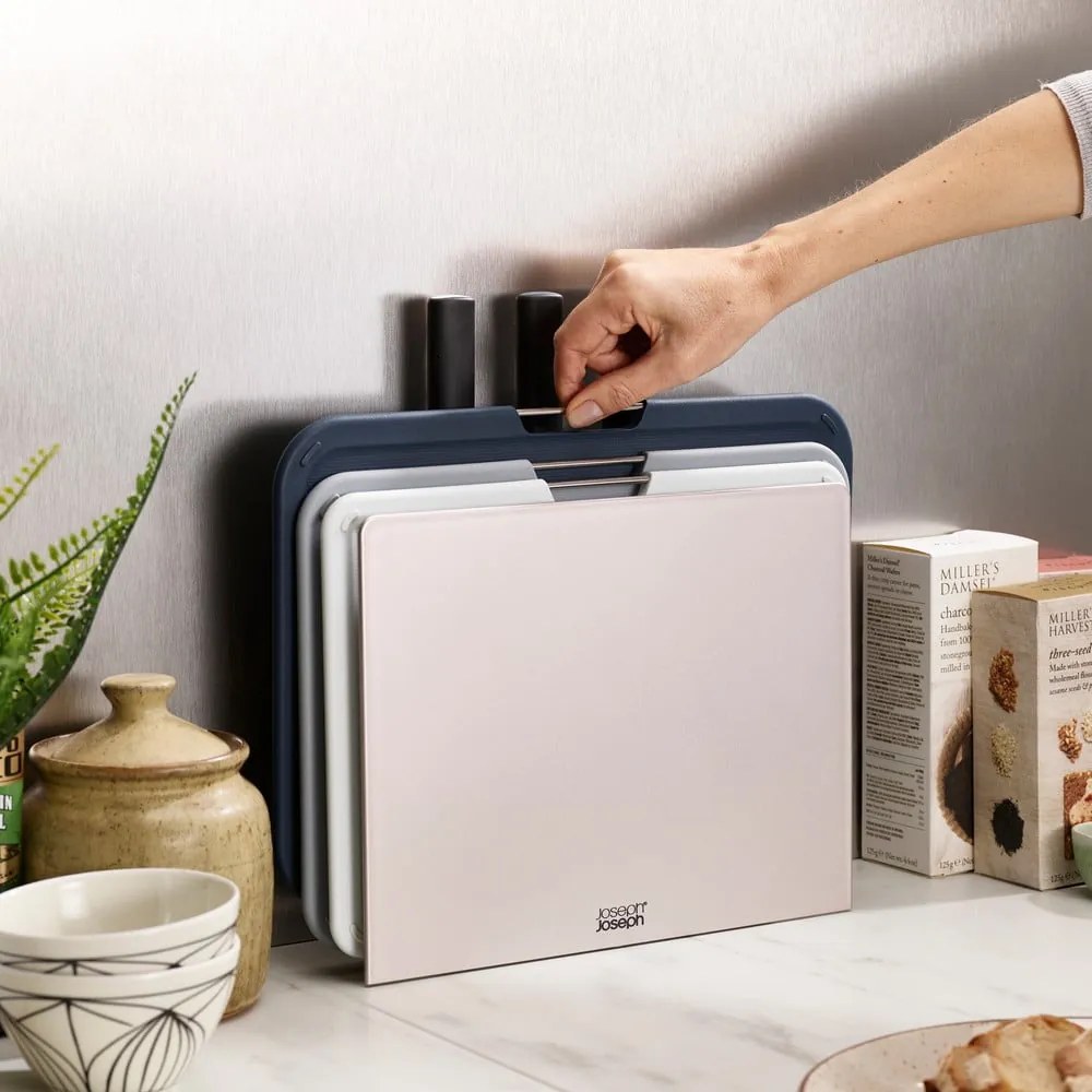 Set 3 tocătoare și cuțite cu suport Joseph Joseph Nest Plus