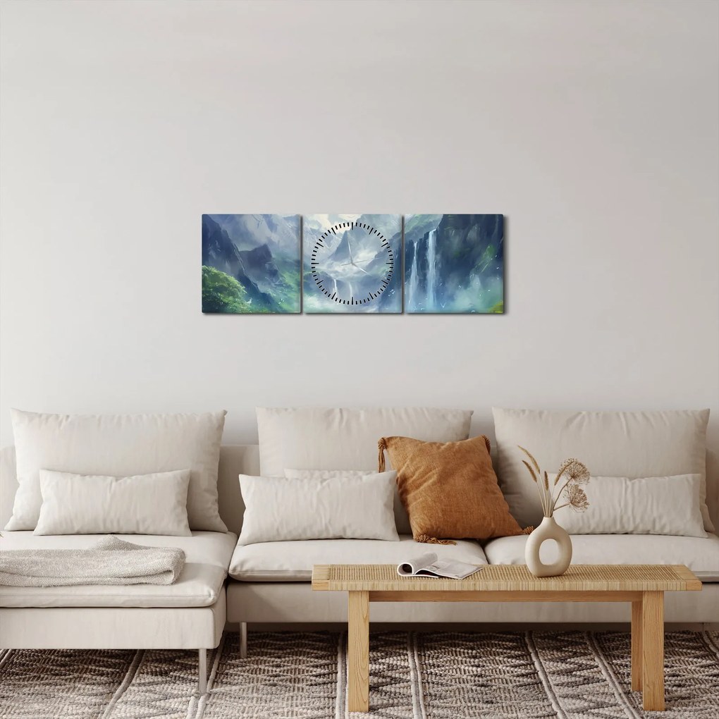 Tablou - Valea cascadelor (cu ceas) (90x30 cm)