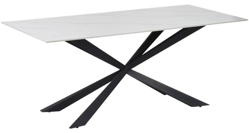 Masa Bucatarie/Dining Coralys Blat Piatra Sinterizata Finisaj Marmura Alb 180x90 Cm