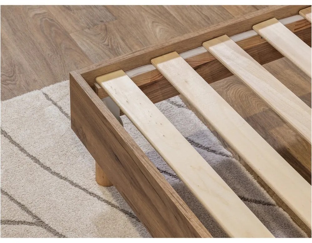 Pat matrimonial bej cu somieră 160x200 cm Lior – Bobochic Paris