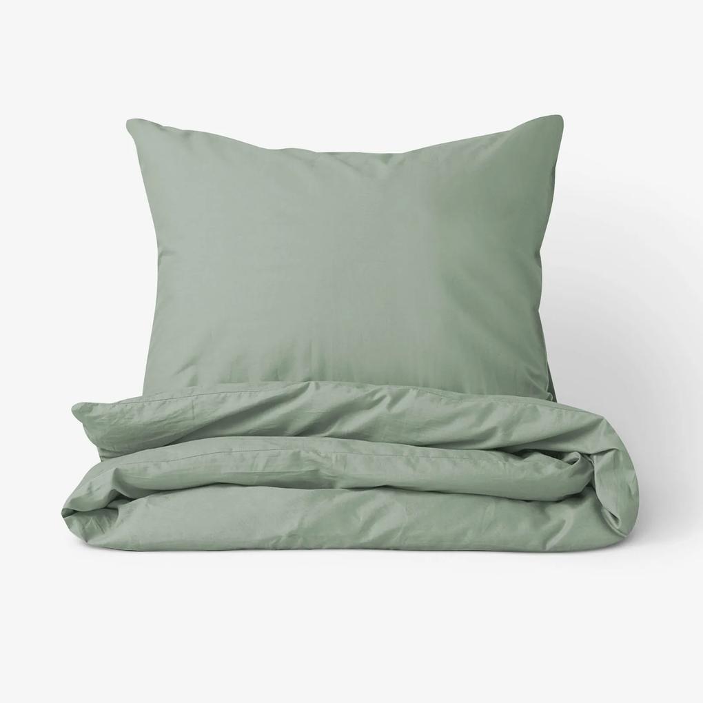 Goldea lenjerie de pat din 100% bumbac - verde salvie 140 x 220 și 50 x 70 cm