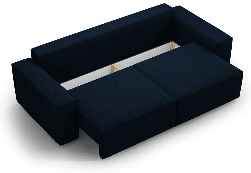 Canapea albastru-închis extensibilă cu tapițerie din țesătură bouclé 247 cm Jodie – Micadoni Home