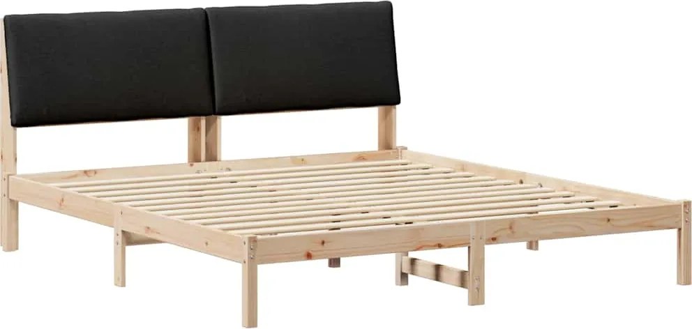 vidaXL Cadru de pat Maro și negru 200 x 200 cm Lemn masiv de pin