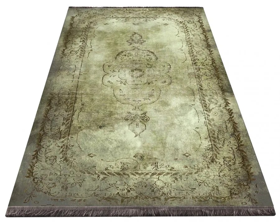 Covor verde olive cu model oriental Lăţime: 80 cm | Lungime: 150 cm