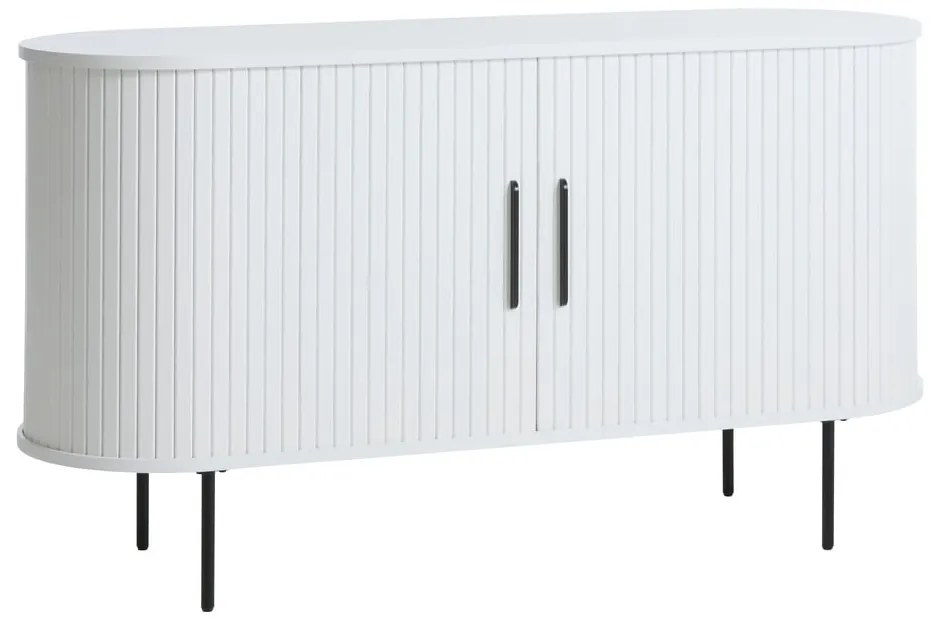 Comodă albă cu ușă glisantă 140x76x45 cm Nola – Unique Furniture