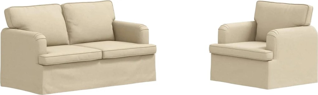 vidaXL Set de canapea 2 pcs Crem 144 x 80 x 85 cm țesătură