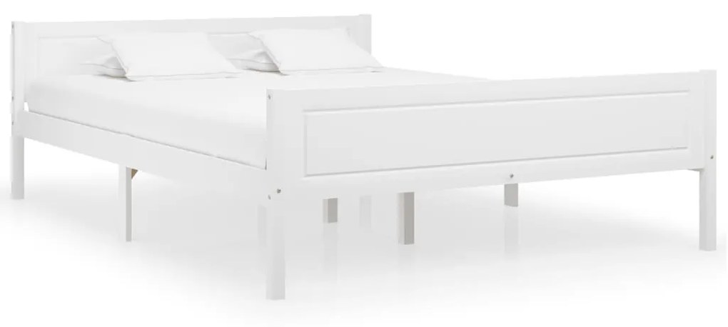 Cadru de pat, alb, 140x200 cm, lemn de pin masiv Alb, 140 x 200 cm