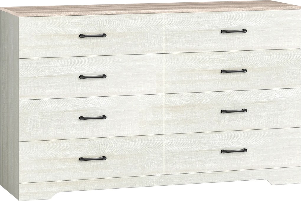 HOMCOM Comodă cu 8 Sertare pentru Dormitor, Modernă, cu Mânere, Spațioasă pentru Sufragerie, Cameră și Hol, 140x40x86 cm, Nuc și Gri Deschis | Aosom Romania