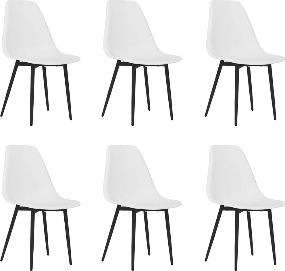 vidaXL Scaune de bucătărie, 6 buc., alb, PP