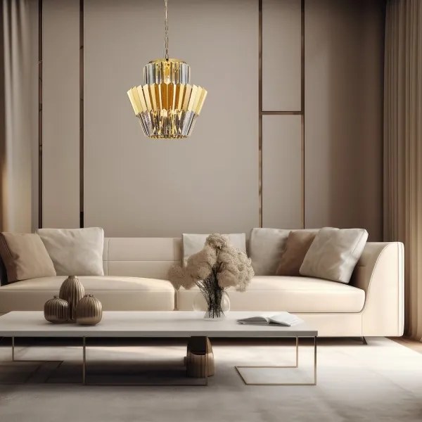 Lustră pe lanț DONNA 9xE14/40W/230V d. 45 cm auriu