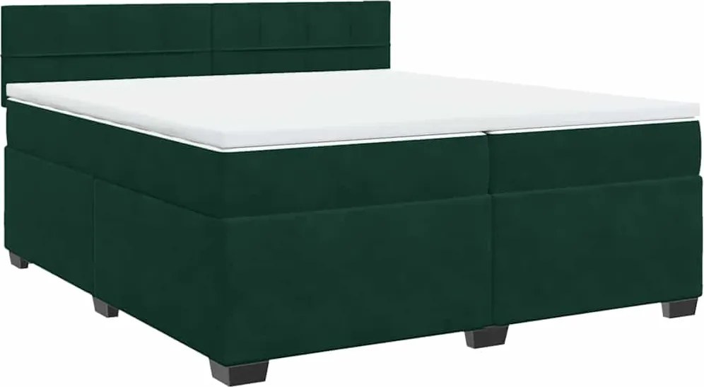 vidaXL Pat box spring cu saltea, verde închis, 200x200 cm, catifea