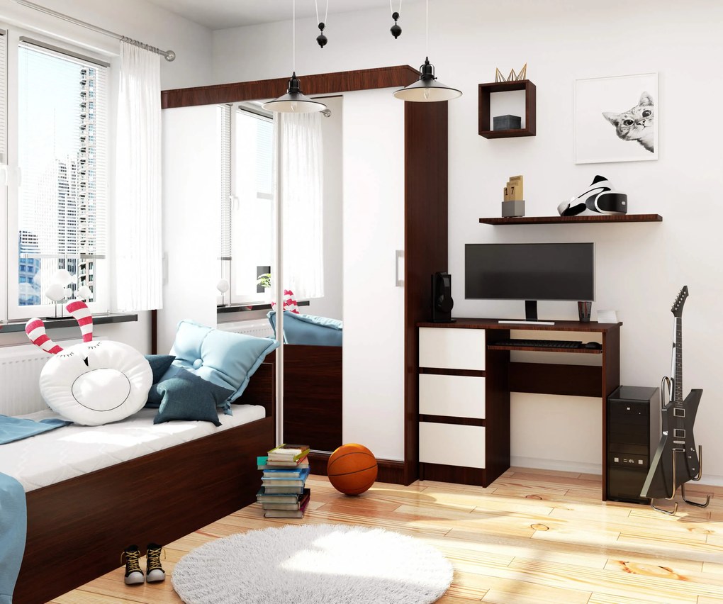 Masă PC Benicio (wenge + alb) (S). 1069029