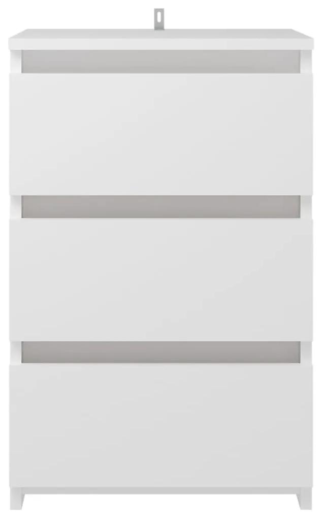 Noptiere, 2 buc., alb, 40x35x62,5 cm, lemn compozit 2, Alb