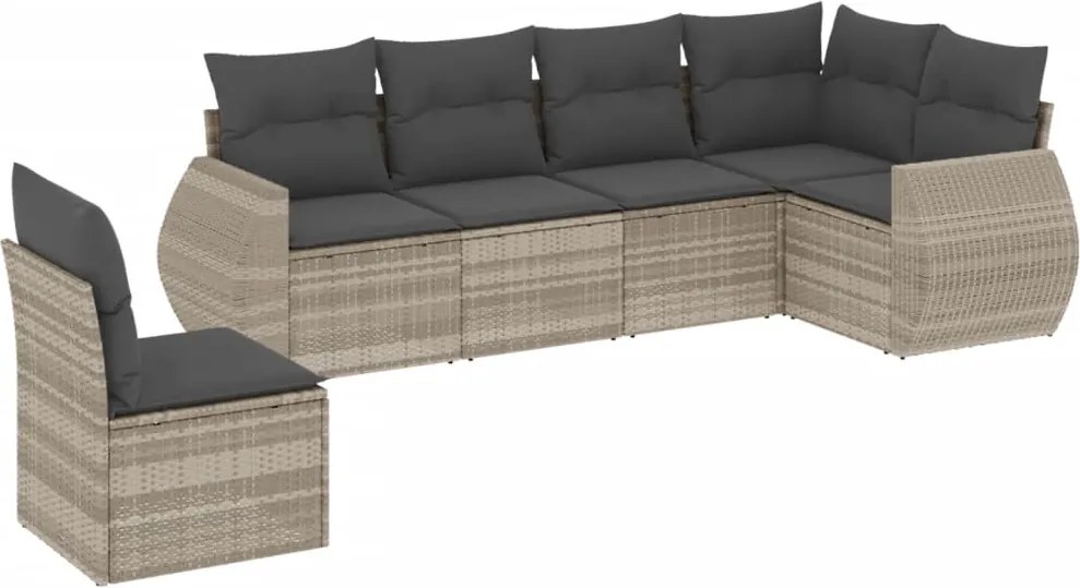 vidaXL Set canapele de grădină cu perne, 6 piese gri deschis poliratan