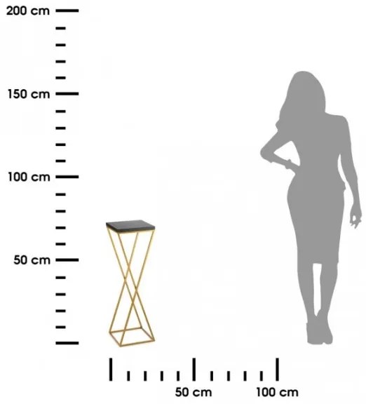 Suport pentru flori LOFT 70x24 cm auriu/negru