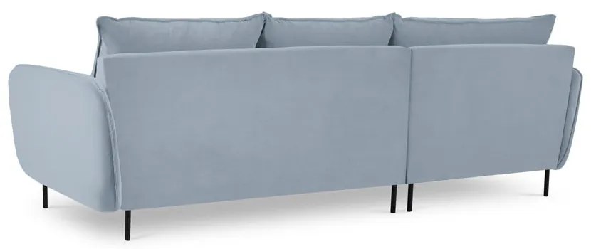 Colțar albastru deschis cu tapițerie din catifea (cu colțar pe partea stângă ) Vienna – Cosmopolitan Design