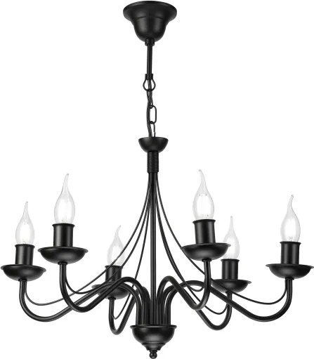 Candelabru cu lanț ANTON 6xE14/60W/230V, negru