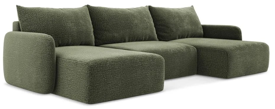 Colțar verde extensibil/cu spațiu de depozitare Kalena – Makamii