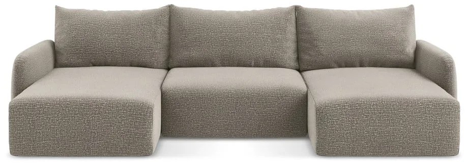 Colțar bej extensibil/cu spațiu de depozitare Kalena – Makamii