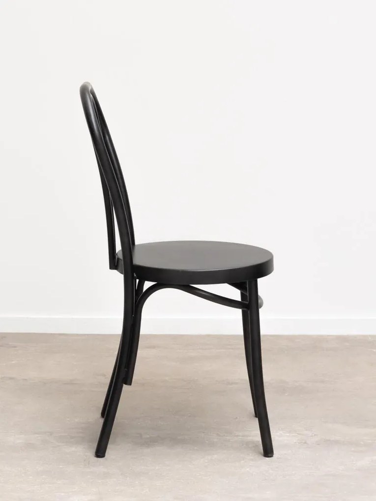 Scaun dining din metal, negru, cu spătar în buclă dublă și șezut rotund, 89 x 39 x 47 cm, „Medley”