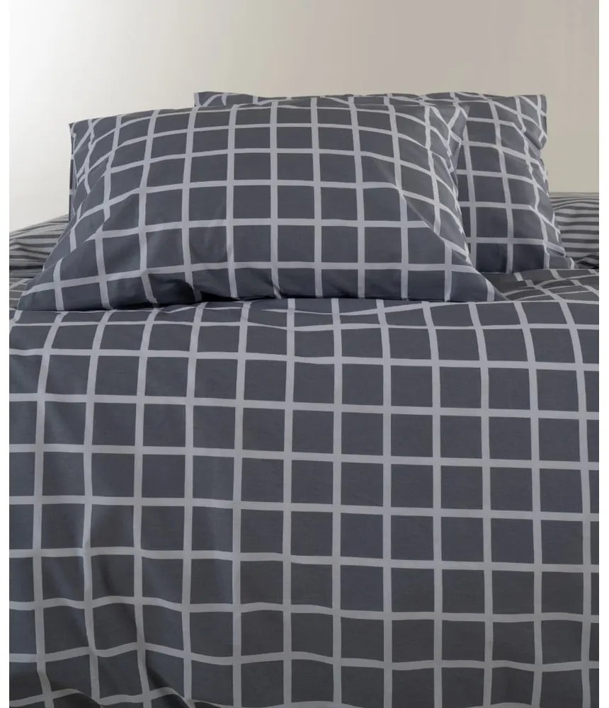 Lenjerie de pat gri din bumbac ranforcé pentru pat dublu, extinsă 240x220 cm Linear Calm Geometric – Mila Home Luxury