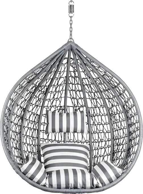 Scaun suspendat gri KOKON fara stativ, perna alb-gri