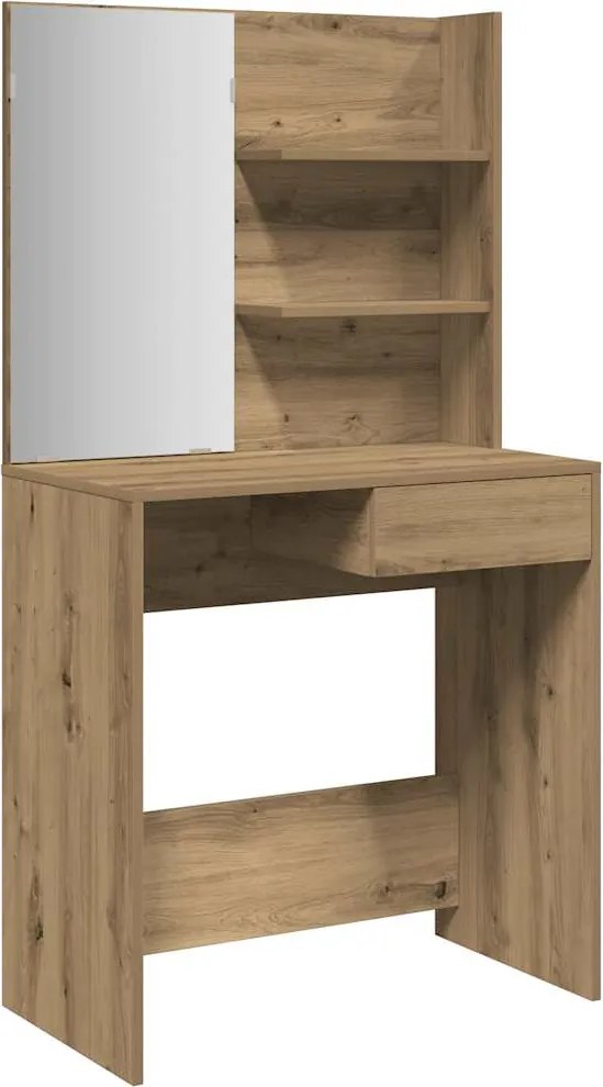 vidaXL Masă de toaletă cu oglindă, stejar artizanal, 74,5x40x141 cm