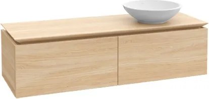 Dulap suspendat cu blat Villeroy &amp; Boch Legato 1200x380hx500 mm Elm Impresso, pentru un lavoar montaj dreapta, iluminare led